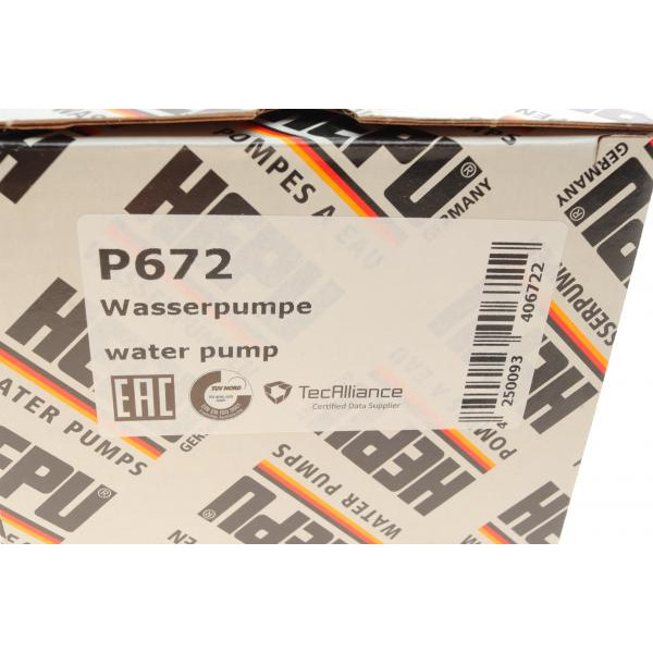 P672 HEPU Помпа води Audi A3/A4/A5/A6/VW Golf VII/Passat VIII/Skoda Octavia IV/SuperB III 1.8/2.0 TSI/TFSI 14-