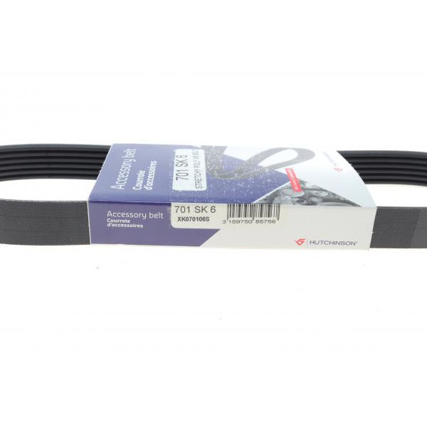 701SK6 HUTCHINSON Ремінь генератора Seat Ibiza 15-/VW Polo 1.0/1.6 14-/Skoda Fabia 14- (6PK701)