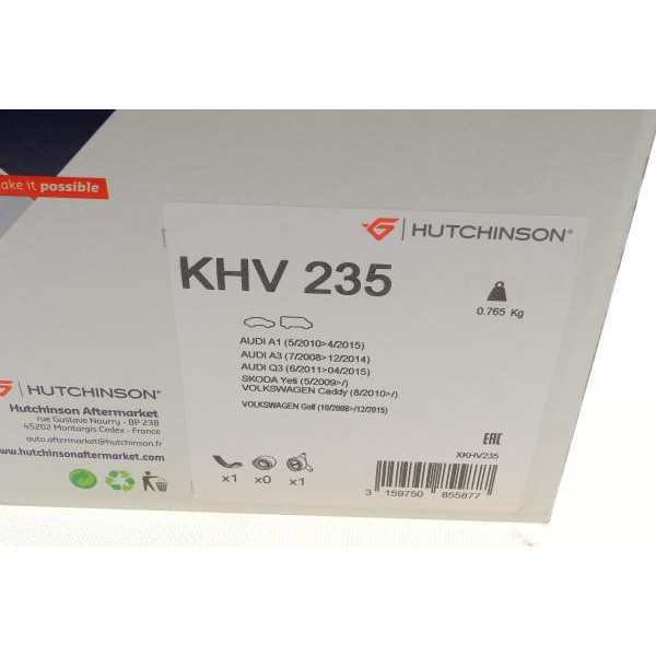 KHV235 HUTCHINSON Комплект ременя генератора VW Golf/Caddy/Passat 04-14/Skoda Octavia 1.6/2.0TDI 04-13 (6PK1070)