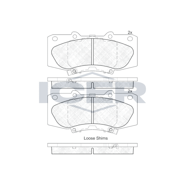 182006 ICER Колодки гальмівні (передні) Toyota Hilux 2.5-4.0 d-4d 04-