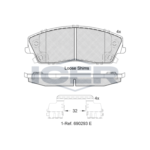 182067 ICER Колодки гальмівні (передні) Chrysler 300C 04-/Dodge Charger 05- (Bosch)