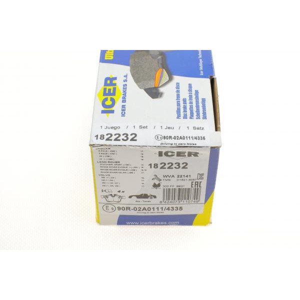 182232 ICER Колодки гальмівні (задні) Volvo S60/S90/V60/V90/XC60/XC90/Land Rover Range Rover/Discovery 14-