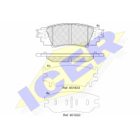 182262 ICER Колодки гальмівні (задні) Toyota Camry 17-/Rav4/Lexus ES/UX 18-/RX 15-