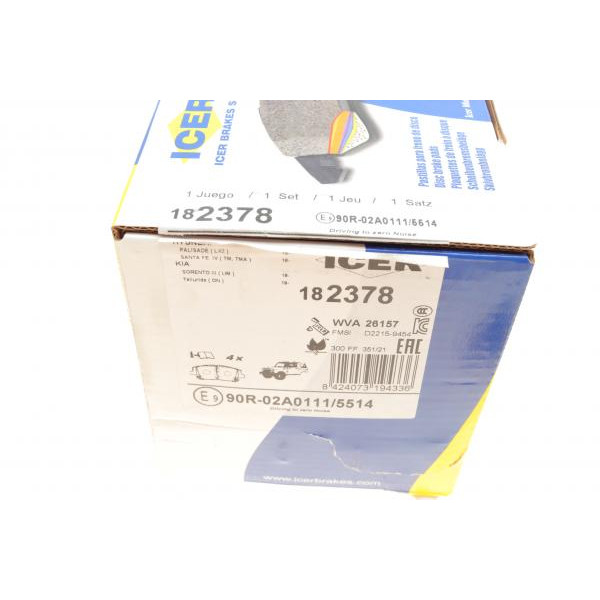 182378 ICER Колодки гальмівні (передні) Hyundai Santa Fe IV 18-/Kia Sorento III 15-