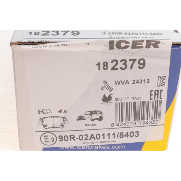 182379 ICER Колодки гальмівні (задні) Hyundai Santa Fe IV 18-