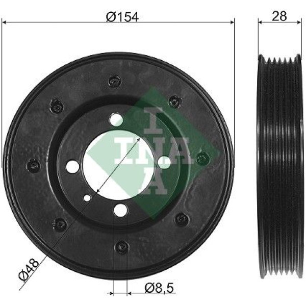 544008110 INA Шків колінвалу Opel Combo 1.7 CDTI / 16V 04- (6PK), Z 17 DTH