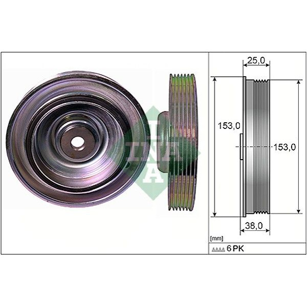 544008710 INA Шків колінвалу Citroen Berlingo/Jumpy/Peugeot Expert 1.9D 98- (d=153.50)
