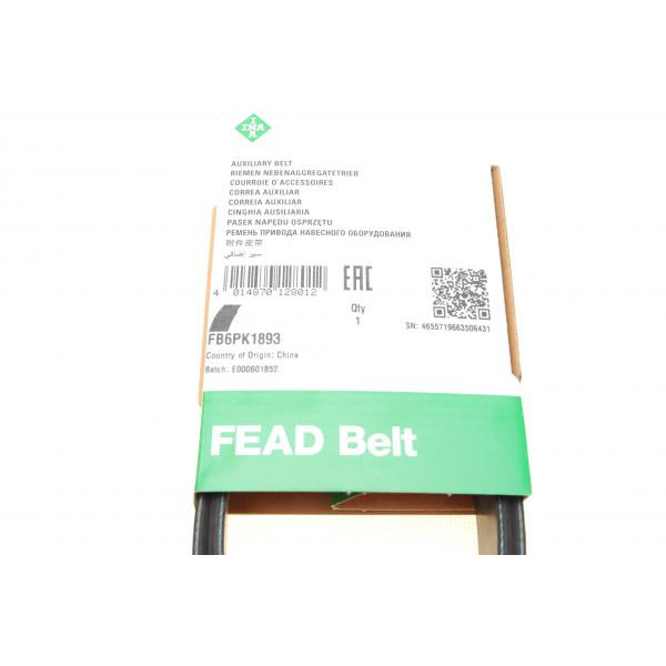 FB6PK1893 INA Ремінь генератора Ford Focus 1.4/1.6 98-05/Toyota Rav4 1.8 00-05/Daewoo Nubira 1.8/2.0 99-