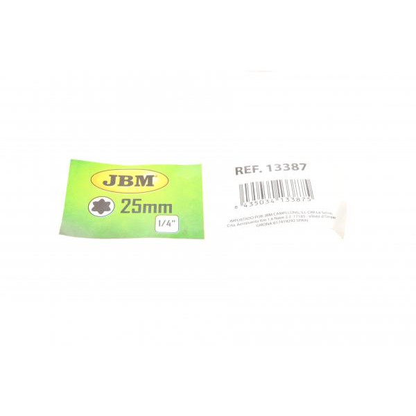 13387 JBM Біта Torx T25 + адаптер під ключ 1/4" (хромована)