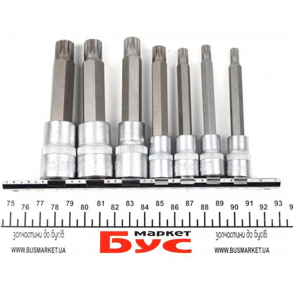 52320 JBM Набір біт 12-гранних (1/2" 100mm M12, M13, M14)/(3/8" 90mm M6, M7, M8, М10) (7шт)