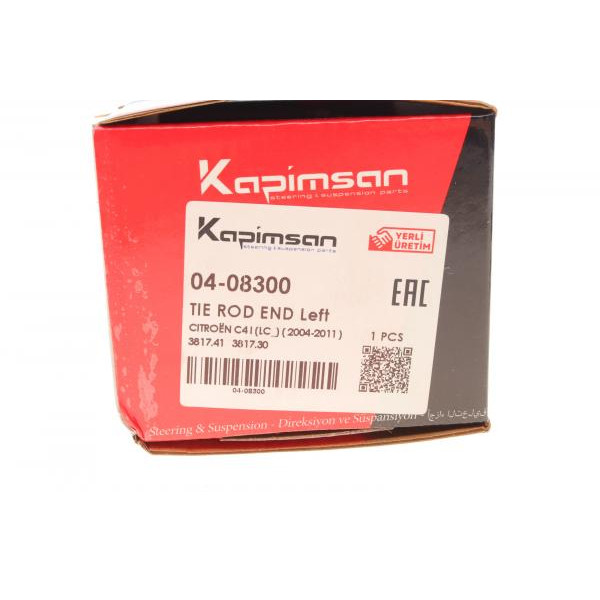 0408300 KAPIMSAN Наконечник рульової тяги (L) Citroen Xantia 93-03/C4 04-11/Peugeot 206 98-/307 00-/605 94-99