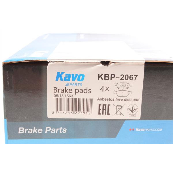 KBP2067 KAVO PARTS Колодки гальмівні (передні) Honda Civic IX 12-