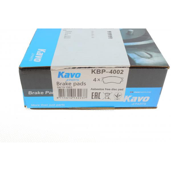 KBP4002 KAVO PARTS Колодки гальмівні (передні) Kia Rio 00-11/Spectra 01-10 (129.2x43.5x15.5)