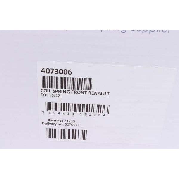 4073006 LESJOFORS Пружина (передня) Renault Zoe 12- (накл.зад.частина) 4073006 LESJOFORS Пружина (передня) Renault Zoe 12- (накл.зад.частина)