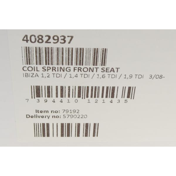 4082937 LESJOFORS Пружина (передня) Seat Ibiza 1.2-1.9TDI 08-15/Audi A1 1.4TSI/TFSI АКПП 10-18 (накл.зад.ч/купе/унів)