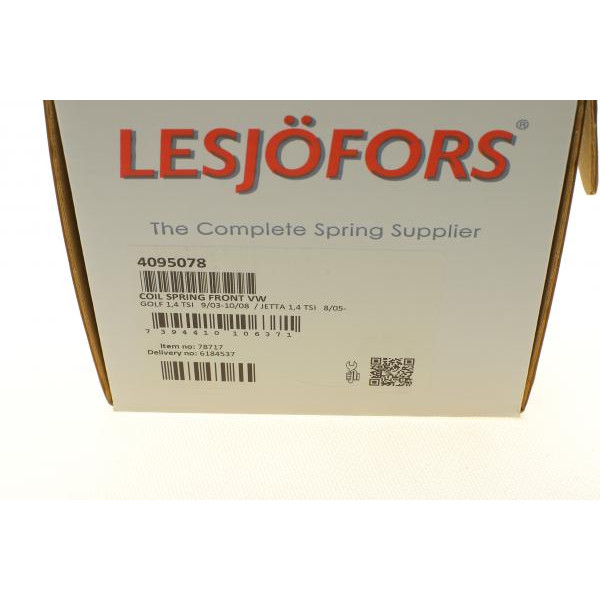 4095078 LESJOFORS Пружина (передня) VW Golf 1.4TSI 05-08 (накл.зад.часть)/Jetta 06-10 (седан) (без спорт.ход.ч.)