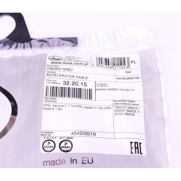 352015 LINEX Трос газу Renault Clio/Kangoo 1.9D 98- (1122/535mm)