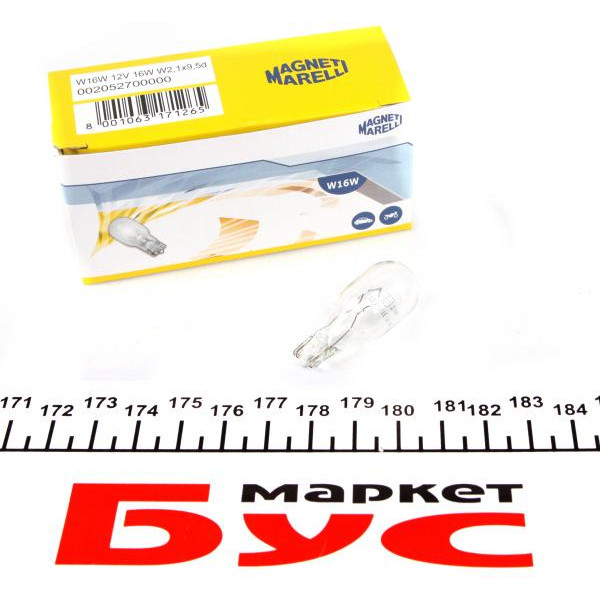 002052700000 MAGNETI MARELLI Автолампа W16W 12V 16W ​​W2.1x9.5d (без цоколя)