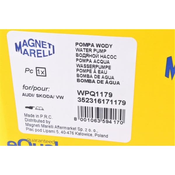 352316171179 MAGNETI MARELLI Помпа води Audi 90/100/200 2.0/2.2/2.2E/2.3/2.3E/quattro 85-91