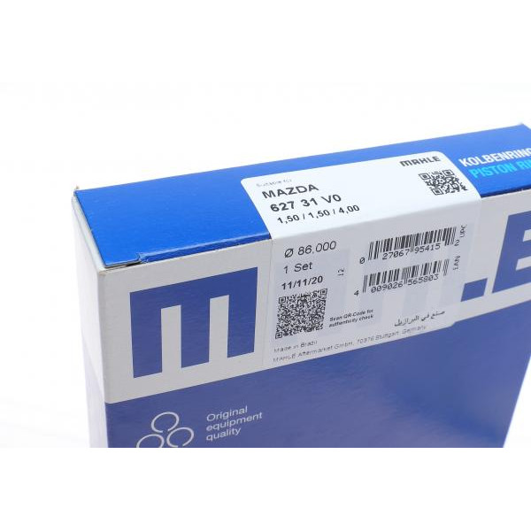 62731V0 MAHLE Кільця поршневі Mazda 626/929 1.8-2.2i 83-97/KIA Sportage 2.0i 94-03 (86.00mm/STD) (1.5-1.5-4)