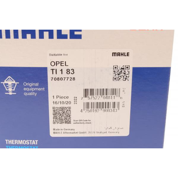 TI183 MAHLE Термостат Opel Vectra A/B 1.6i 88-02 (83°C)