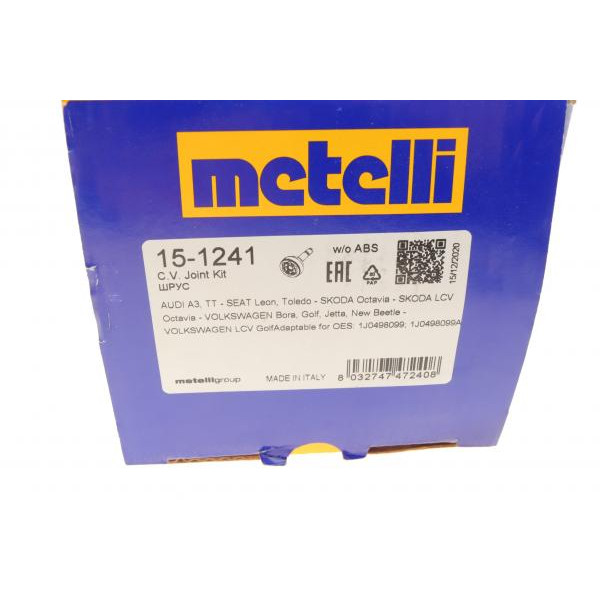 151241 METELLI Шрус (зовнішній) Audi A3/Seat Leon/Skoda Octavia/VW Golf IV 96-10 (36z/30z/53mm/81mm/40mm)