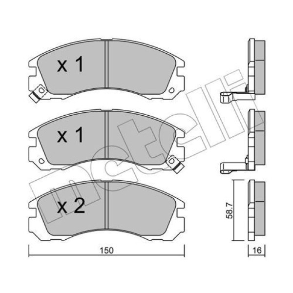 2201340 METELLI Колодки гальмівні (передні) Citroen C-Crosser 07-/Mitsubishi Outlander/Pajero 98-/Lancer/L400 94-03