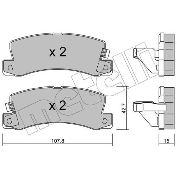 2201611 METELLI Колодки гальмівні (задні) Toyota Camry 86-01/Avensis 97-03/Carina 87-97/Lexus RX 98-03/ES 89-01