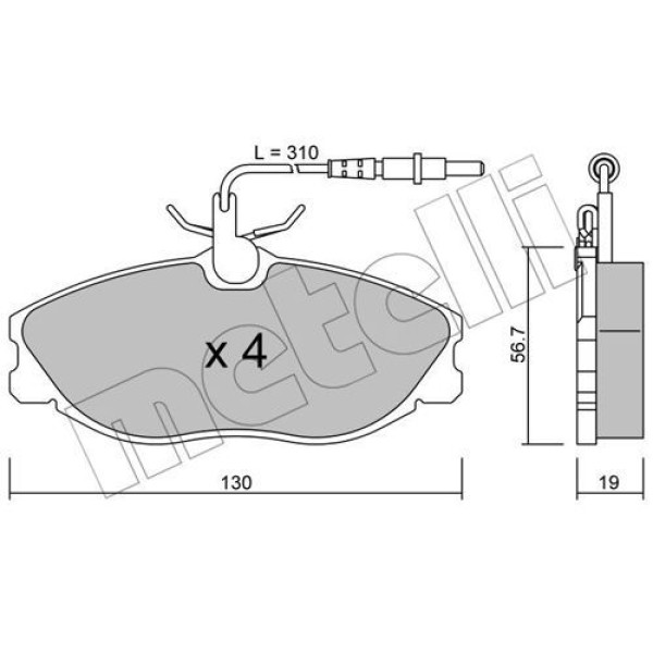 2202140 METELLI Колодки гальмівні (передні) Citroen Xsara 98-05/Peugeot 306 96-01/406 95-04/607 00-11 (+датчики)