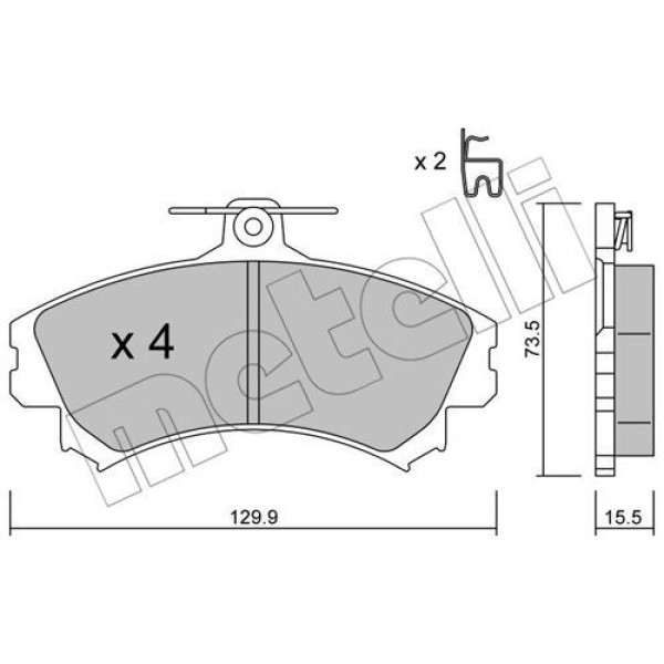 2202160 METELLI Колодки гальмівні (передні) Mitsubishi Colt 04-12/Carisma/Space Star/Volvo S40/V40 95-06/Smart 04-
