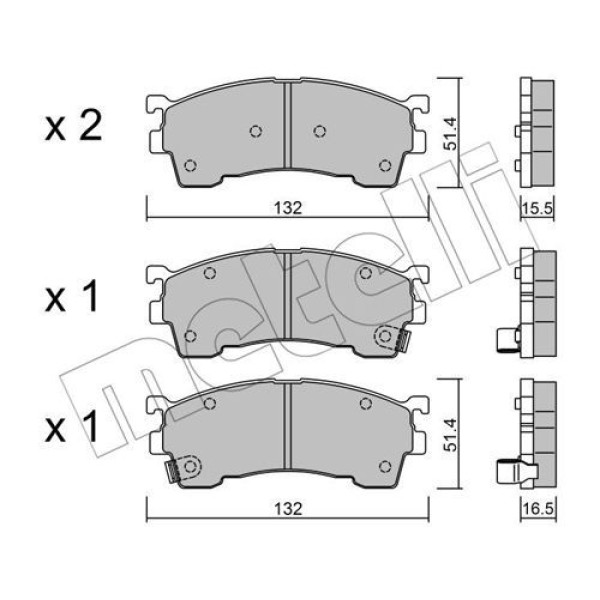 2202231 METELLI Колодки гальмівні (передні) Mazda 626 IV/V 91-02/MX-6 92-97/Ford USA Probe 93-98