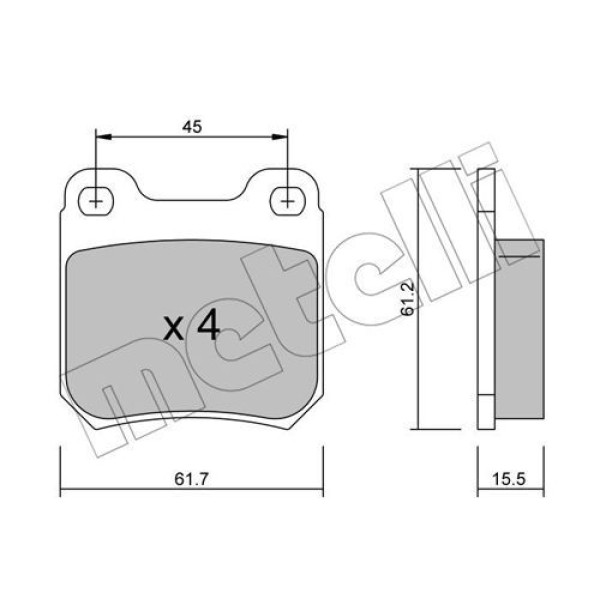 2202750 METELLI Колодки гальмівні (задні) Opel Omega A/B 86-03/Vectra B 95-03/Senator A/B 84-93