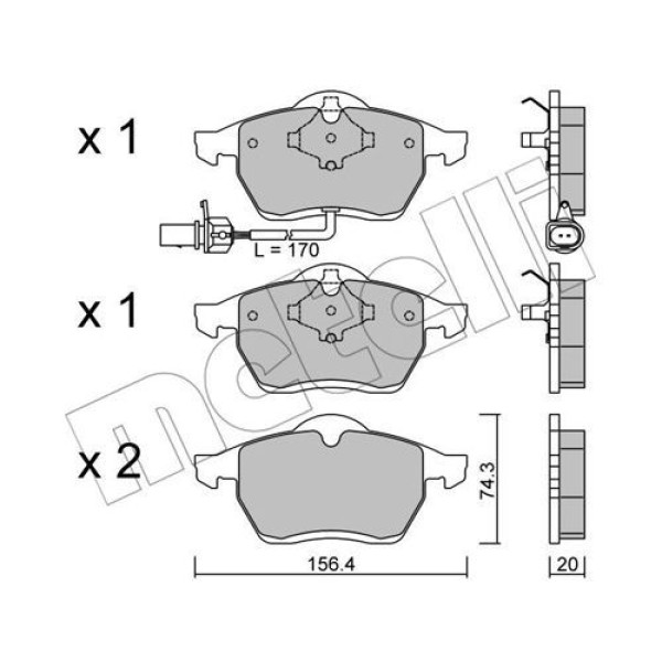 2202791 METELLI Колодки гальмівні (передні) Ford Galaxy 95-06/Seat Alhambra/VW Sharan 95-10 (+датчик)