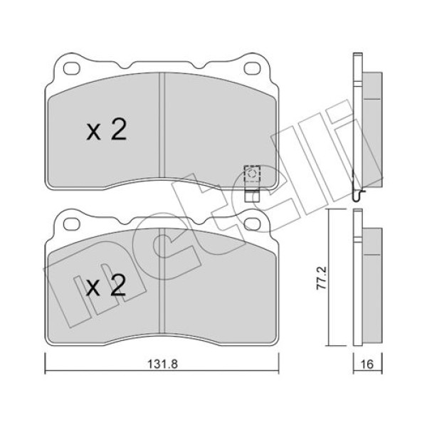 2202885 METELLI Колодки гальмівні (передні) Opel Insignia 08-17/Astra J/Tesla S/X/VW Golf VII 12-/Renault Megane 17