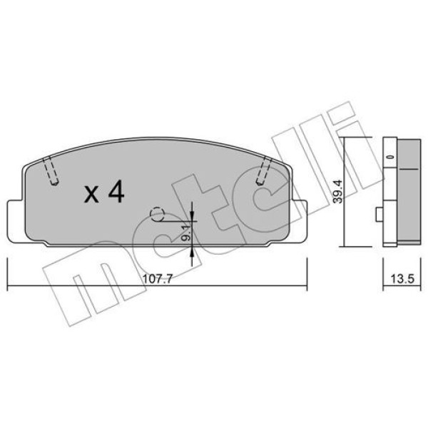 2203021 METELLI Колодки гальмівні (задні) Mazda 6 02-13/Mazda 323 91-04/626 III/V/RX-7 84-02