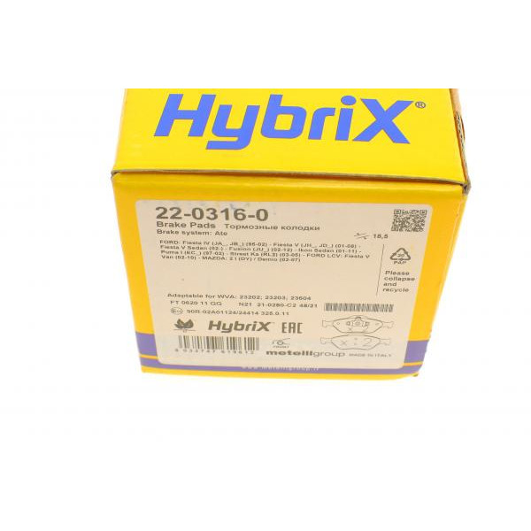 2203160 METELLI Колодки гальмівні (передні) Ford Fiesta 95-10/Fusion/Ka 02-12/Puma/Mazda 121 96-03/Mazda 2 03-07