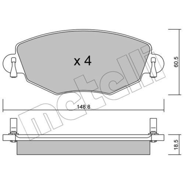 2203180 METELLI Колодки гальмівні (передні) Ford Mondeo III 00-07/Jaguar X-Type 01-09