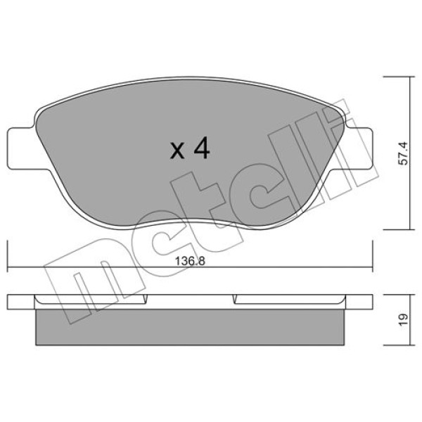 2203221 METELLI Колодки гальмівні (передні) Citroen C3/C4 02-/Berlingo/Peugeot 307 98-11/Partner 01-08/207 06-15