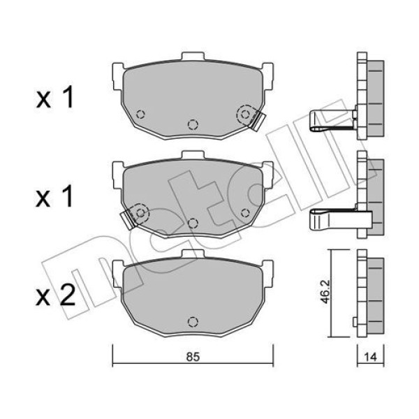 2203620 METELLI Колодки гальмівні (задні) Hyundai Elantra 00-06/Coupe 96-09/Kia Cerato 04-/Nissan Maxima 88-94