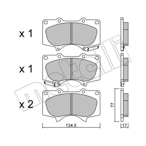 2204540 METELLI Колодки гальмівні (передні) Mitsubishi Pajero IV/Toyota Hilux 06-/Land Cruiser Prado/Lexus GX 01-