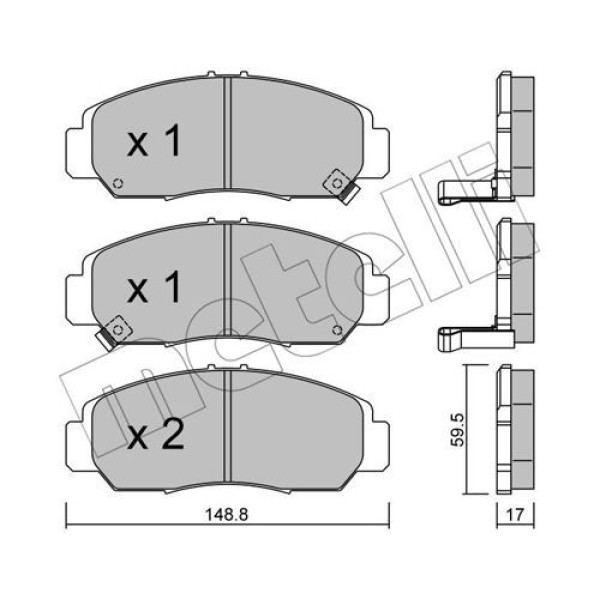 2204620 METELLI Колодки гальмівні (передні) Honda Civic VIII 06-/FR-V 04-/Accord VII 03-