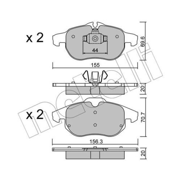 2205400 METELLI Колодки гальмівні (передні) Opel Astra H/Vectra C/Zafira B 02-10/Chevrolet Matiz 05-