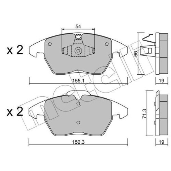 2205481 METELLI Колодки гальмівні (передні) Citroen C4 04-11/Peugeot 207/308 07-14/208 12-/307 03-09/3008 09-16