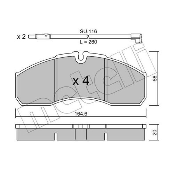 2205783K METELLI Колодки гальмівні (передні/задні) Renault Master 04-10/Mascott/Iveco Daily 99-06 (з датчиками)