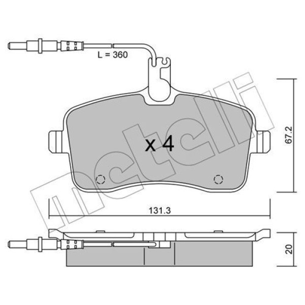 2206000 METELLI Колодки гальмівні (передні) Peugeot 407 04- (+датчики)