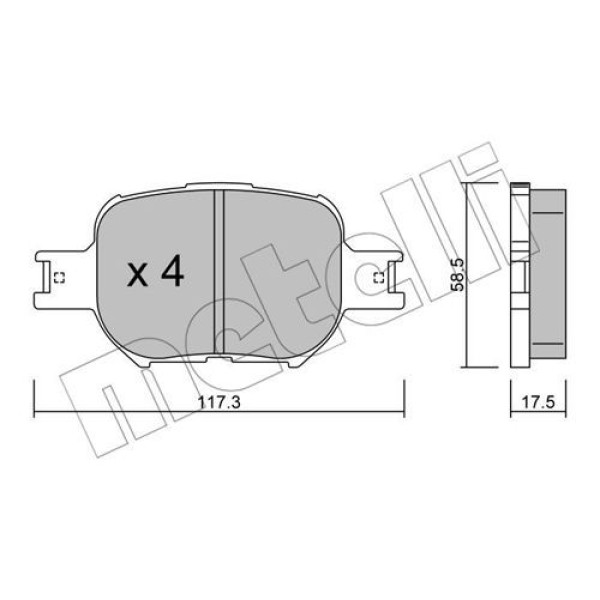 2206140 METELLI Колодки гальмівні (передні) Toyota Corolla 01-07/Matrix 02-04/Celica 99-05