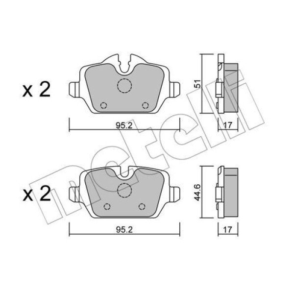 2206410 METELLI Колодки гальмівні (задні) BMW 1 (E81/E82/E87)/3 (E90/E91/E92/E93) 04-13