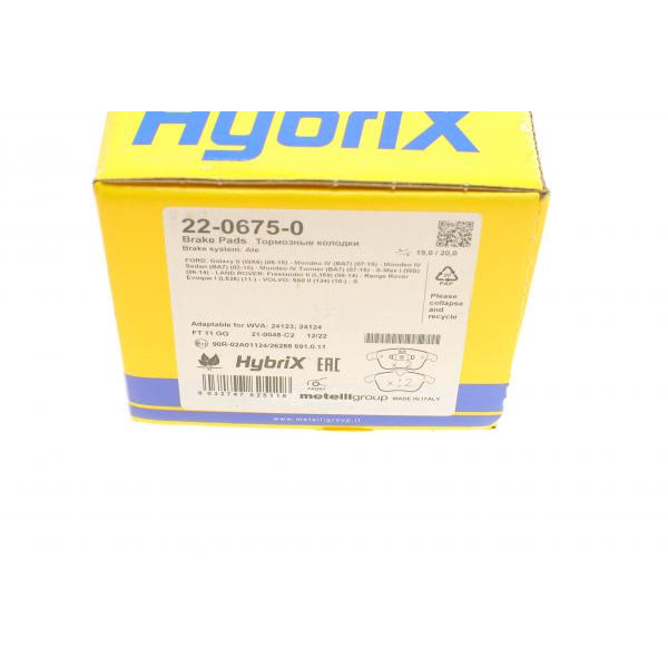 2206750 METELLI Колодки гальмівні (передні) Ford Mondeo/Galaxy/S-Max/Volvo XC70/V70/S80 07-16/V60/S60/Land Rover 11