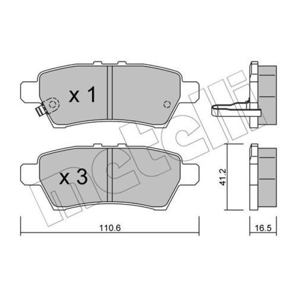 2207440 METELLI Колодки гальмівні (задні) Nissan Pathfinder III 05-