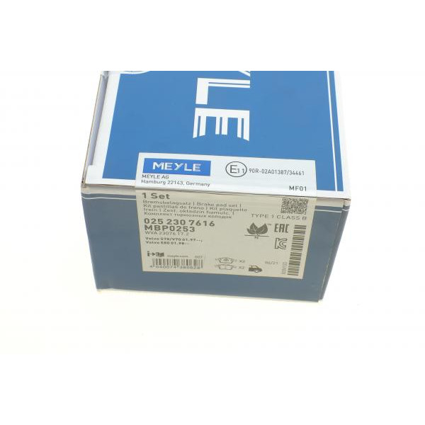 0252307616 MEYLE Колодки гальмівні (задні) Volvo S60 00-10/S70 97-00/S80 98-06/V70 95-08/XC70 Cross Country 97-07